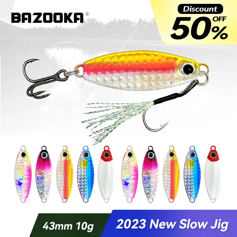 Bazooka Slow Jig Metal Jigging Fishing Lure Hard Bait Sinking Shore Bionics Spoon Saltwater Boat Kevlar Tonno Bass Jig Inverno