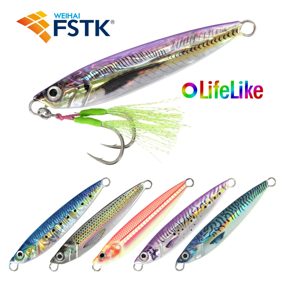 Weihaifstk Metal Jig Shore Jigging Pesca In Mare Slow Jig Lifelike Metal Jigging Slow Jigging Spoon 3D Print Laser Artificial Bait