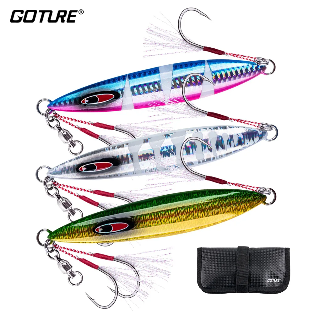 Goture New Metal Jigs Fishing Lure Weights 100G 150G 250G Large Metal Shore Cast Jigs Esche Da Pesca In Acqua Salata Di Qualità Con Borsa