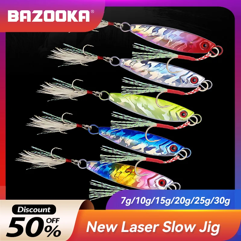 Bazooka Slow Jig Fishing Lure Vib Spoon Jigging Metal Bait Hard Lead Sinking Artificiale Saltwater Shore Boat Bass Pike Winter