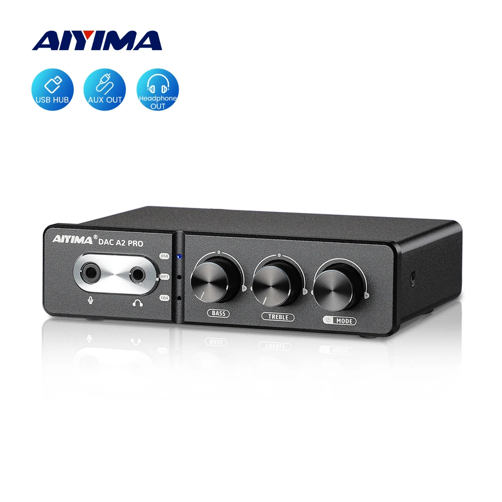 Aiyima Audio Dac-A2 Pro Usb Gaming Dac Amplificatore Per Cuffie Hub Usb Mini Decoder Per Ps5 Cuffie Da Gioco Desktop Altoparlanti Attivi