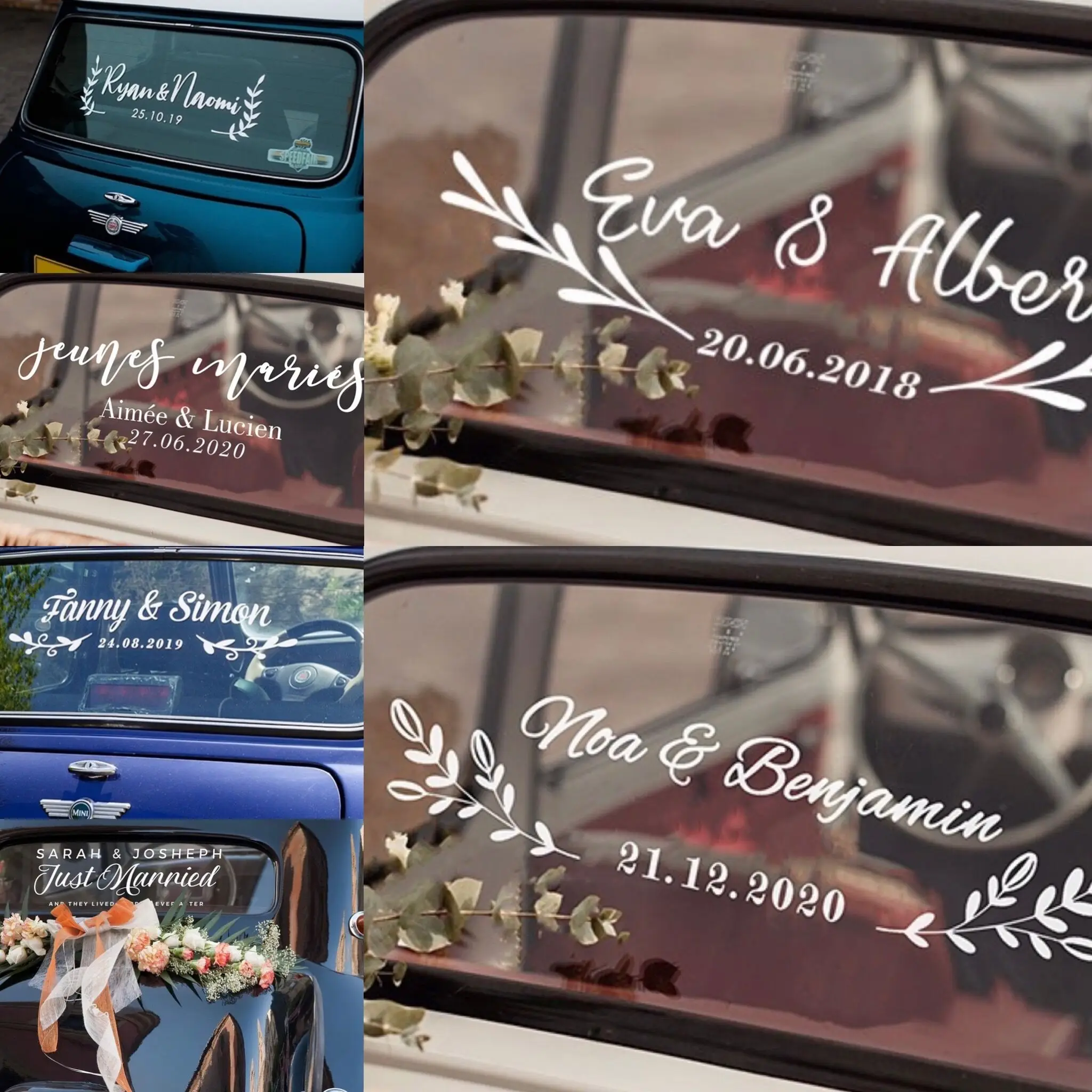 Appena Sposato Nome E Data Personalizzati Adesivi Bianchi Sposa Sposo Decorazione Auto Finestra Adesivi In Vinile Rimovibili