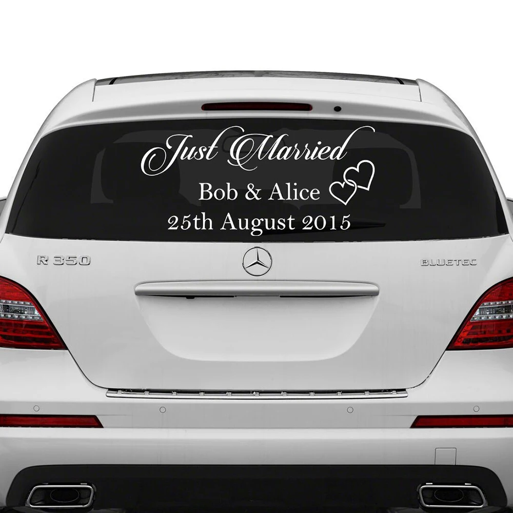 Adesivo Da Parete Per Finestrino Per Auto Just Married Personalizzato Data Di Nozze Personalizzata Sposo Sposa Nomi Decalcomania Decalcomanie Rimovibi