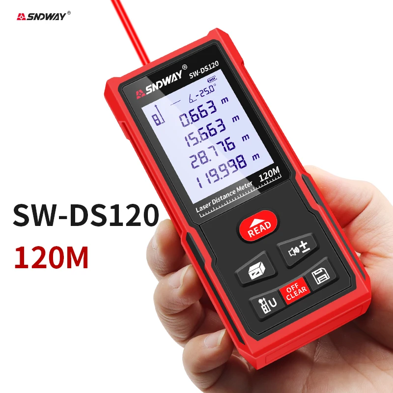 Telemetro Laser 120M 100M 70M 50M Misuratore Di Distanza Laser Roulette Elettronica Digital Rang Finder Trena Tape Lazer Measure Tool