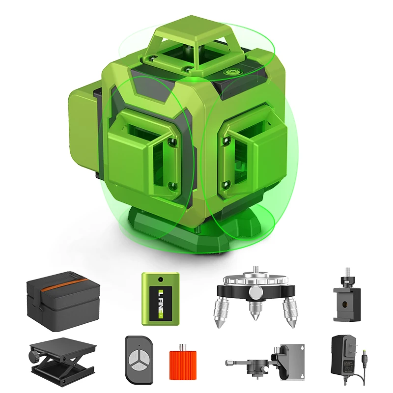 Lfine Laser Level 4D 16 Linee 360 Autolivellante Orizzontale Verticale Cross Green Laser 8 Linee Con Livelli Laser Telecomandati
