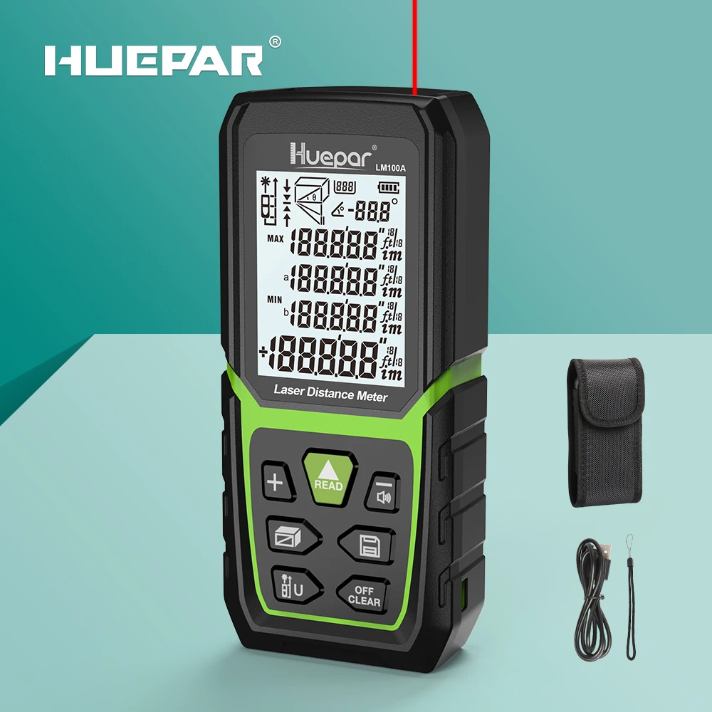 Huepar Telemetro Laser Misuratore Di Distanza Laser 50M 100M 120M Trena Laser Tape Range Finder Build Measure Device Righello Strumento Di Test