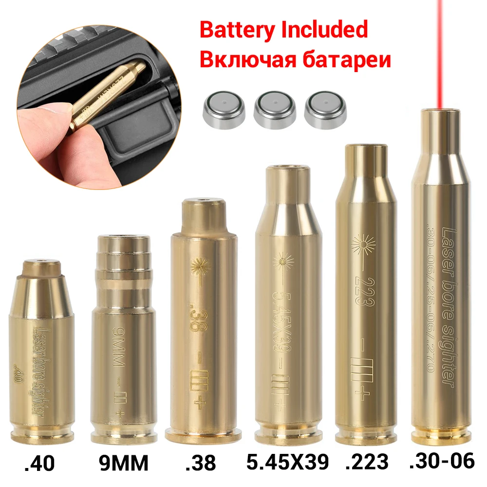 Tactical Red Laser Bore Sight Training Bullet Caliber .223/9Mm/.308/7.62/.45/5.45X39 Cartuccia Brass Bore Sighter Per La Caccia