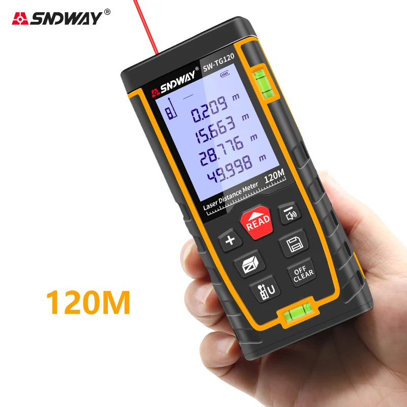 Sndway Misuratore Di Distanza Laser 40M 60M 80M 100M 120M Telemetro Trena Laser Tape Range Finder Build Measure Device Righello Strumento Di Test