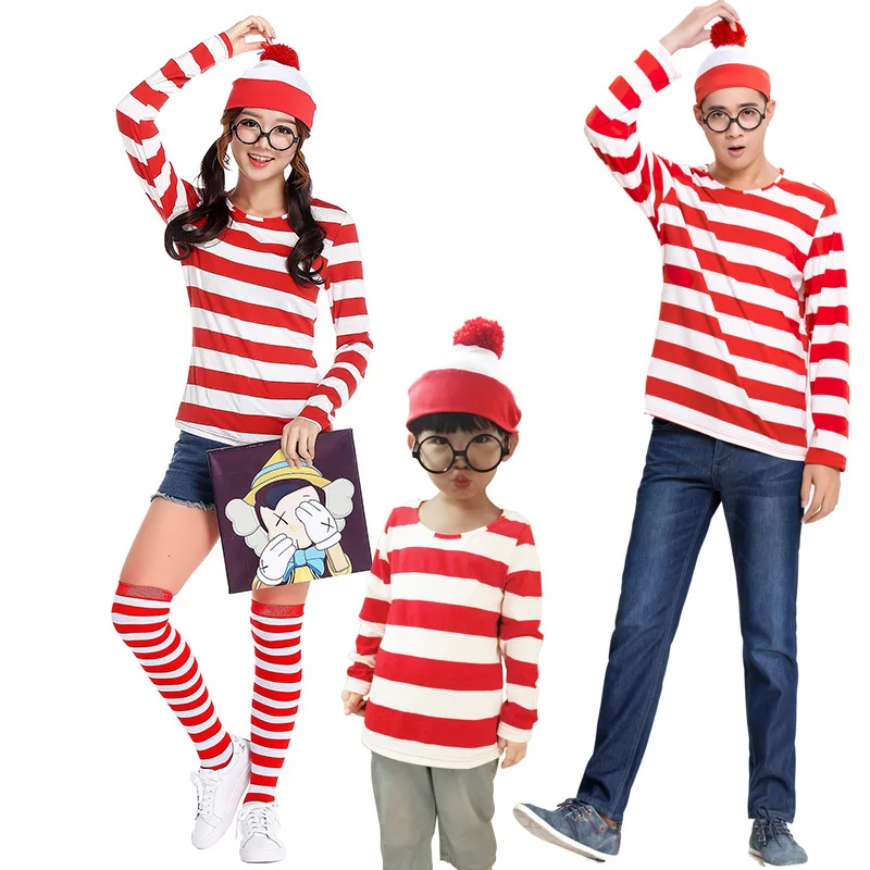 Family Wh'S Wally Costume Per Uomo Donna Kid Coppie Halloween Christmas Party Cosplay Taglia S M L Xl Xxl