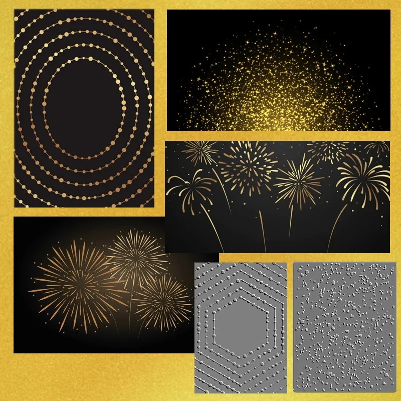 2022 Natale Hot Foil Fuochi D'Artificio String Lights Sfondo Scrapbooking Goffratura Cornici Card Craft Halloween Metal Cutting Dies