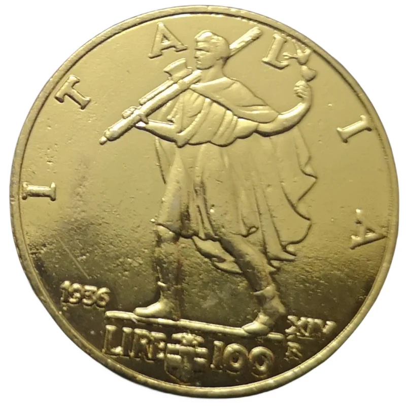 1936 Italia 100 Lire-Vittorio Emanuele Iii Oro Copia Coin