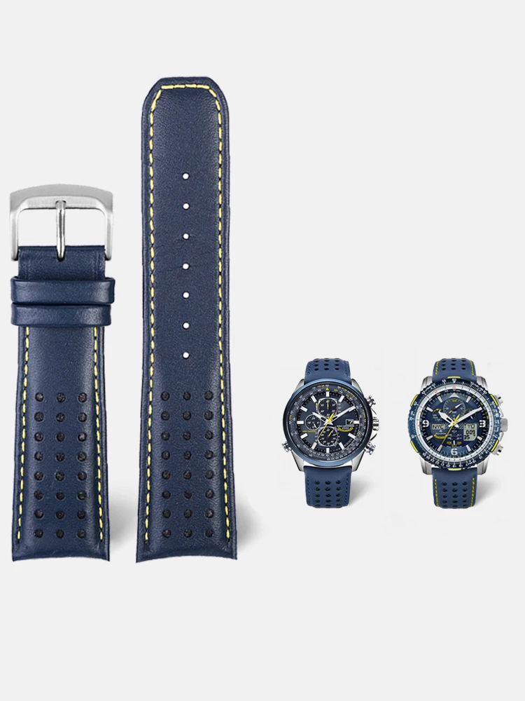 Per Citizen Blue Angel Di Seconda Generazione Air Eagle Jy8078 At8020 Interfaccia Arc 22 23Mm Cinturini In Pelle Traspirante Blu