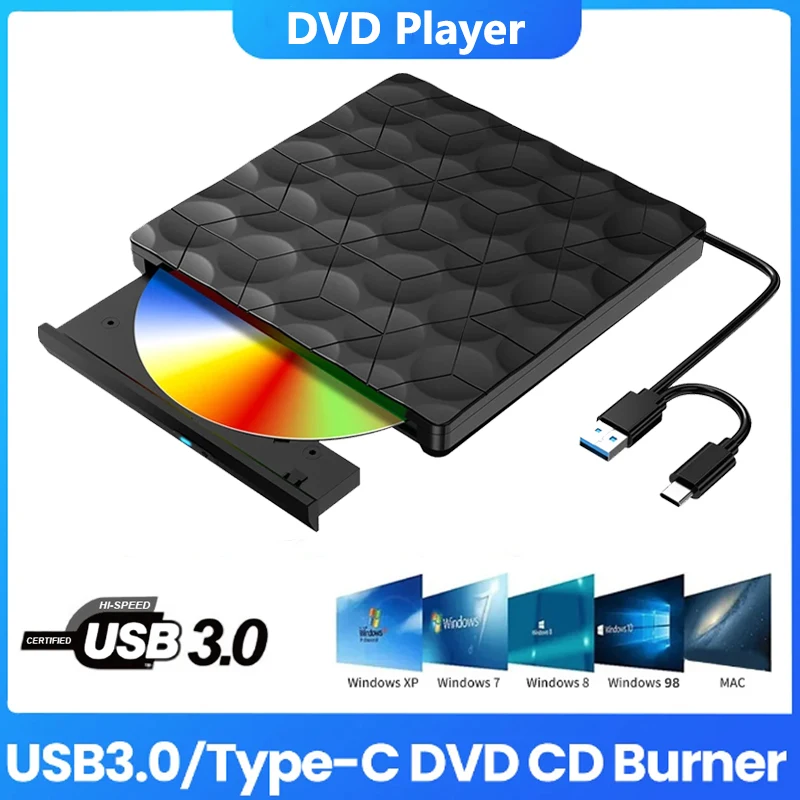 Usb3.0 Typec Slim Esterno Dvd Rw Cd Writer Drive Burner Lettore Lettore Unità Ottiche Per Laptop Pc Dvd Burner Dvd Portatile