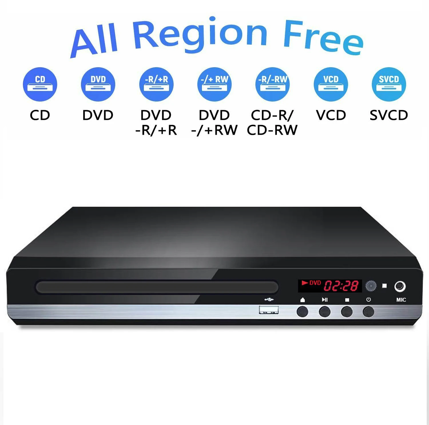 Lettore Dvd Domestico Vcd Cd Disc Media Player Machine Con Uscita Av Remote Usb Mic Full Hd 1080P Home Dvd Player Box Multimedia