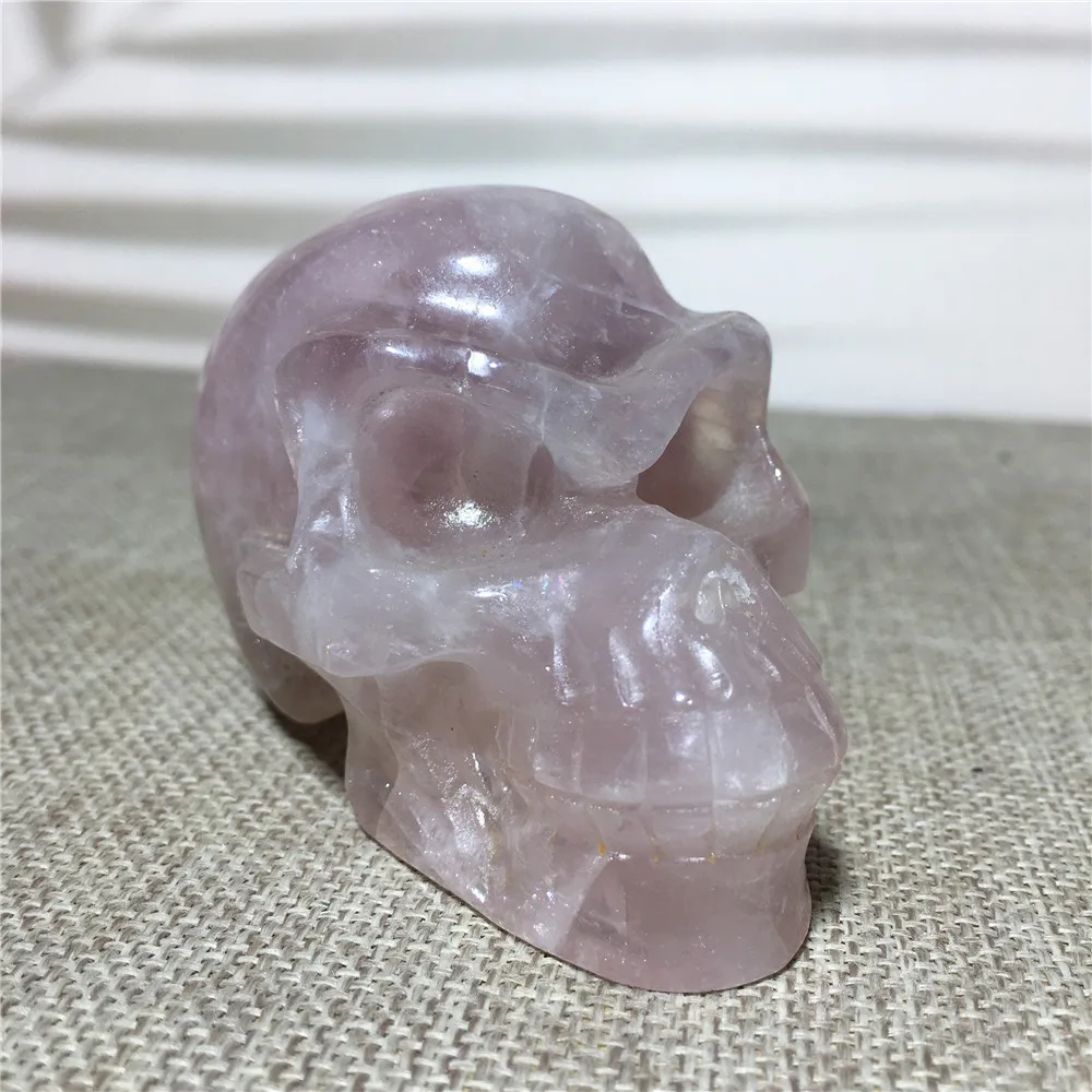 Natural Rose Cranium Quartz Crystal Skull Home Decor Souvenir Fengshui Healing Gemstone Wicca Halloween Collection