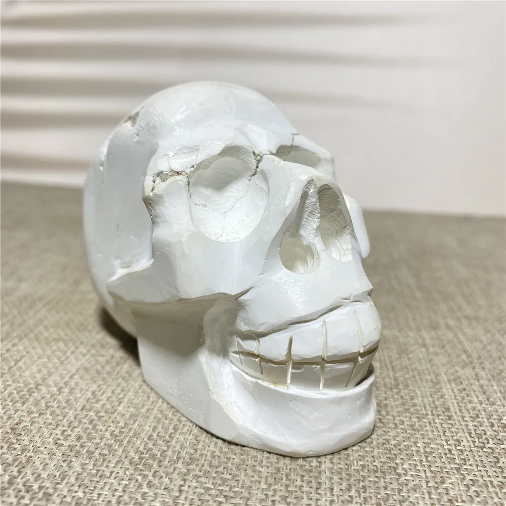 Natural White Turquoise Cranium Crystal Quartz Wicca Stones Reiki Healing Specimen Skull Halloween Ornament Home Decor For Room