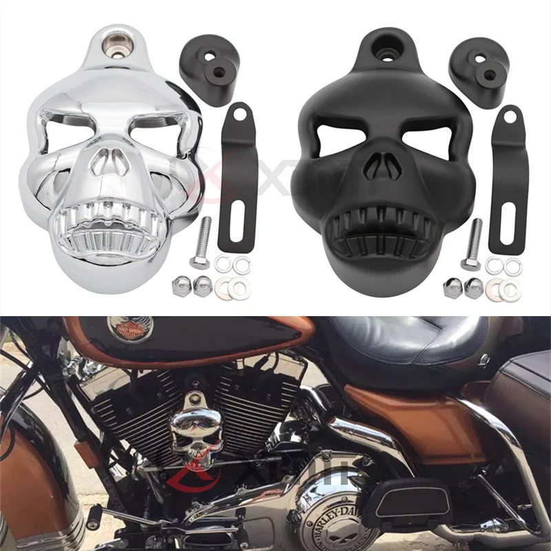 Moto Skull Horn Cover Per Harley Sportster 883 1200 Softail Dyna Fat Bob Electra Glide Touring Road King