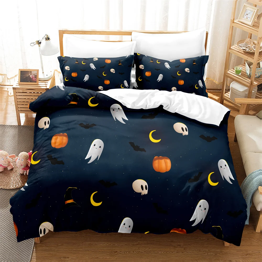 3 Pezzi Halloween Skull Pumpkin Bedding Set Home Bedclothes Super King Cover Federa Comforter Textiles Bedding Set