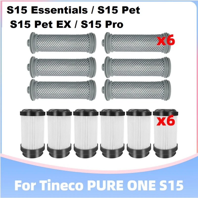 12 Pz Per Tineco Pure One S15 / S15 Essentials Aspirapolvere Cordless Pre Post Filtro Parte Accessori Di Ricambio Parti