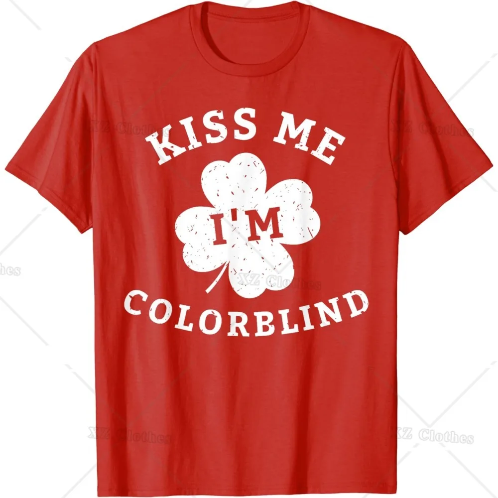 Kiss Me I'M Colorblind St. Patrick'S Day T-Shirt Divertente Per Donna Uomo