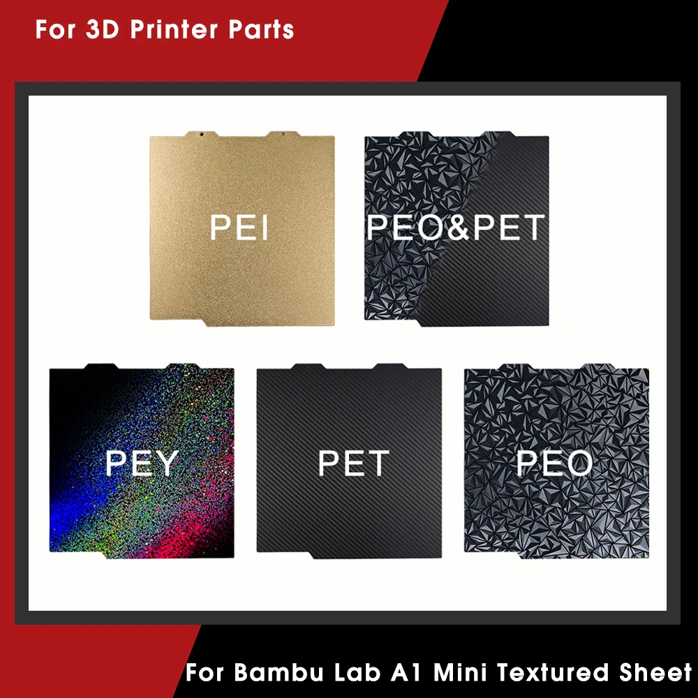 Per Bambu Lab A1 Mini Textured Pei Sheet 180X180 Build Plate Double Sided Carbon Spring Steel Sheet Stampante 3D Per Bambulab