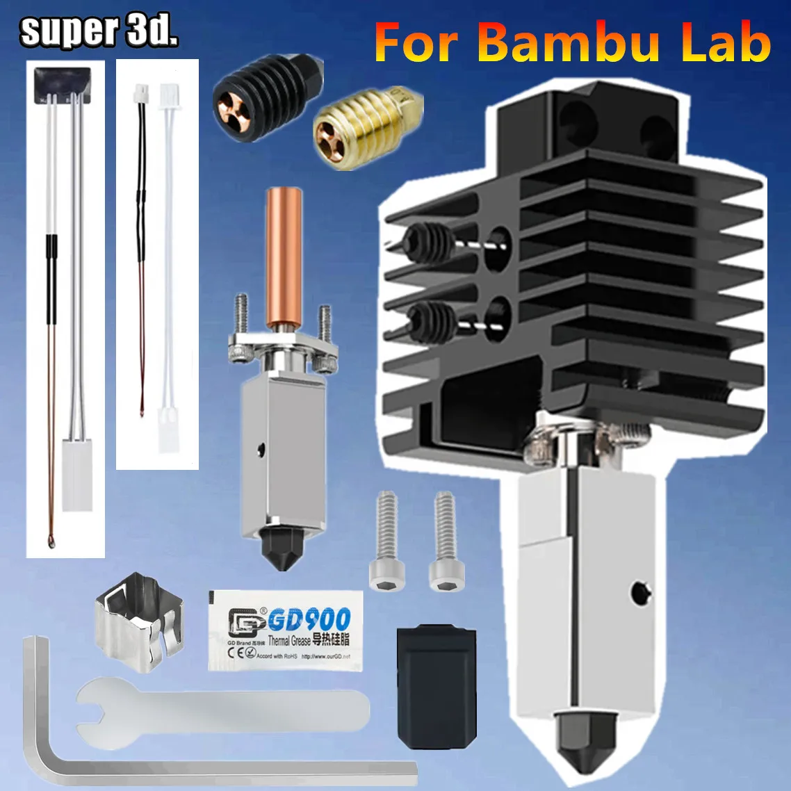 Hotend V2 Per Bambu Lab X1 Carbon Bi Metal Cht Ugello Acciaio Temprato 500 °C Per Bamboo Bambu Carbon X1 P1P P1S Hotend Kit Di Aggiornamento