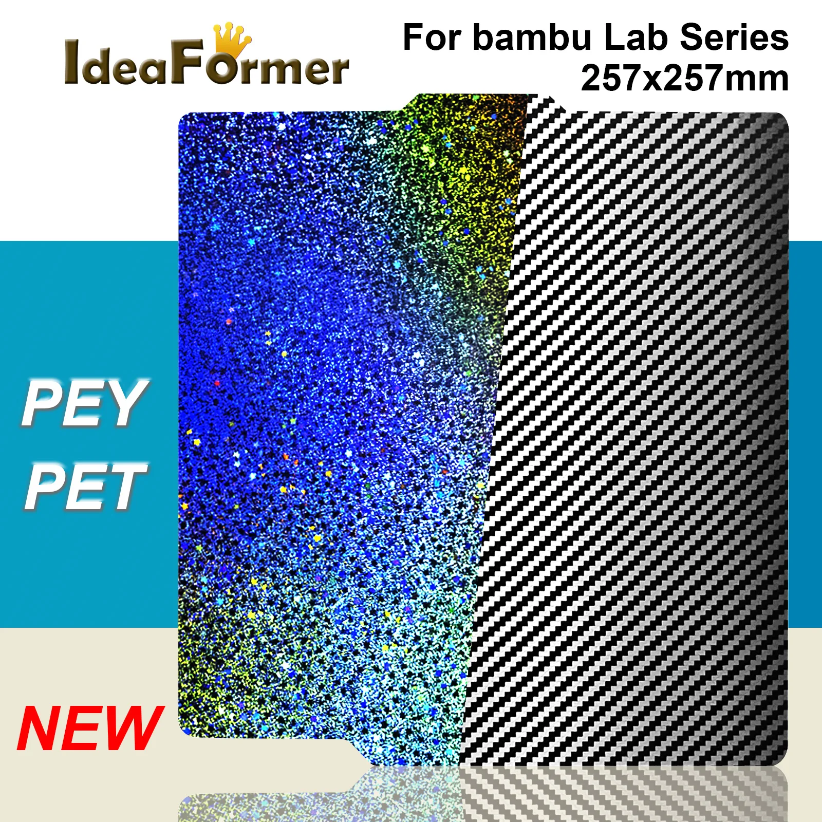 Ideaformer Per Bambu Lab Build Plate Pey Build Plate P1S X1C Smooth Pet Sheet 257X257Mm Pet Sheet Per P1P X1 A1 Bamboo Bambulab