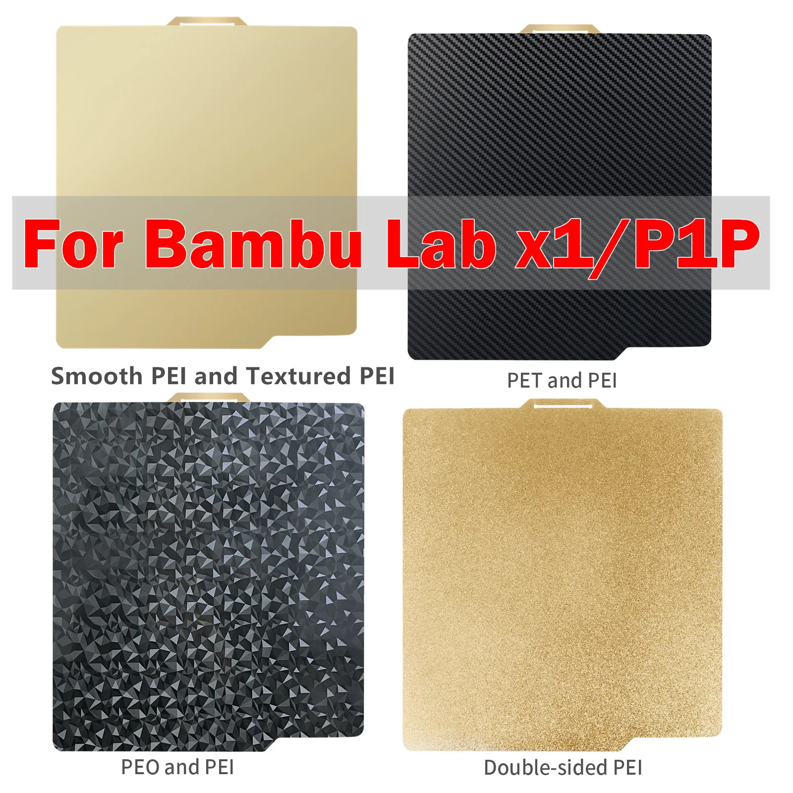 Per Bambu Lab P1P Build Plate X1 Textured Pei Spring Steel 257X257Mm Smooth Pei Sheet Peo Plate Per Pet Bambulab Build Plate