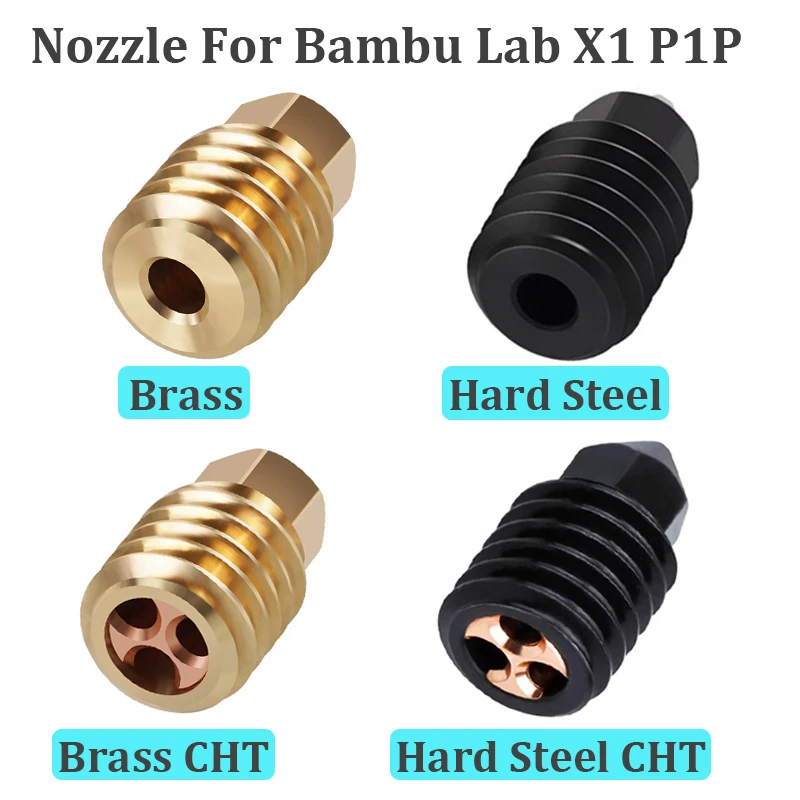 2 Pz Bambu Clone Cht Ugello Ad Alta Velocità Cht Ottone Ugelli In Acciaio Temprato Per Bambu Lab X1 Carbon X1-Carbon Combo P1P Stampante 3D
