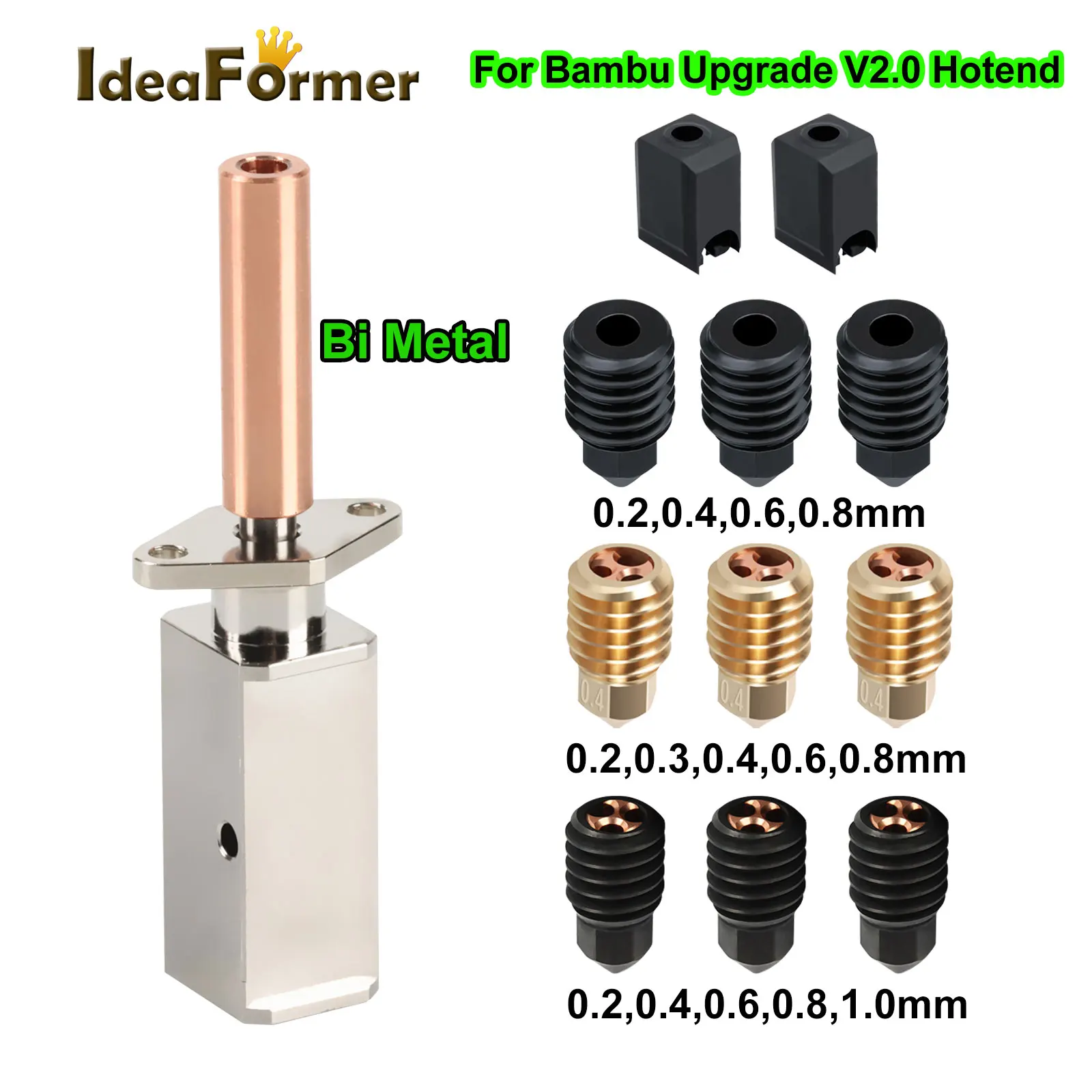 320 ℃ Bi-Metal Heater Block Acciaio Temprato Ugelli Cht Ugelli In Ottone Calzino In Silicone Per Stampante 3D Bambu Lab X1 Carbon / X1C / P1P