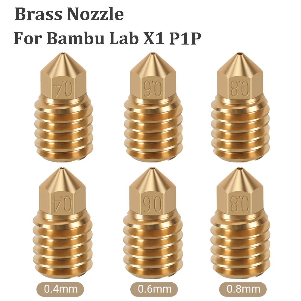 Nuovo 2 Pz Per Bambu Lab X1 Ugello Parti Della Stampante 3D Filettatura M6 Ugelli In Ottone Per Bambu Lab X1 Carbon X1-Carbon Combo P1P Hotend