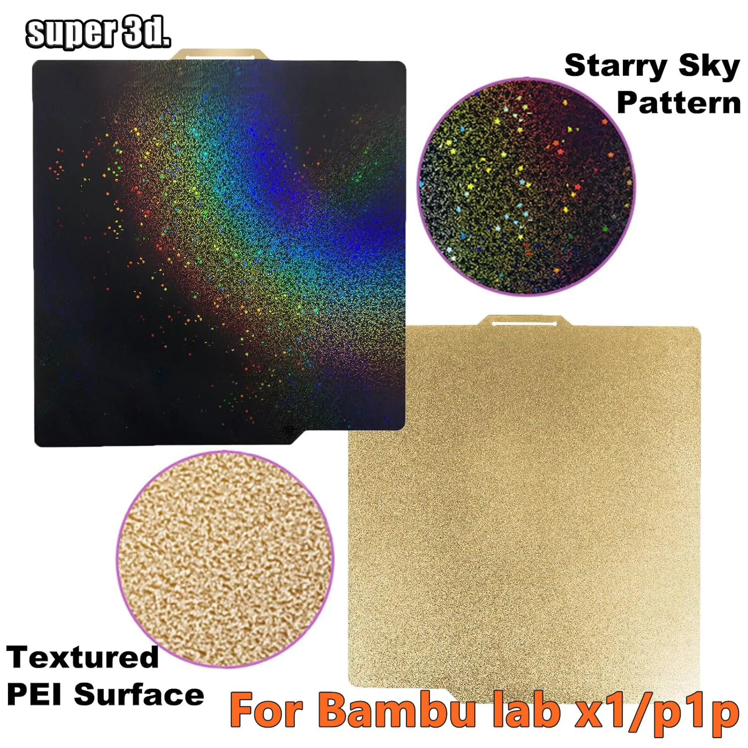 Pey Starry Sheet Pei Build Plate Per Bambu Lab X1 Smooth Rainbow Pey Texture Pei Sheet Per Bambulab P1P X1 Carbon P1S 257X257Mm