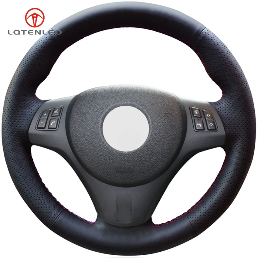 Lqtenleo Nero Del Cuoio Genuino Fai Da Te Car Steering Wheel Cover Per Bmw M Sport 3 Serie E91 320I 325I 330I 335I M3 E90 E92 E93