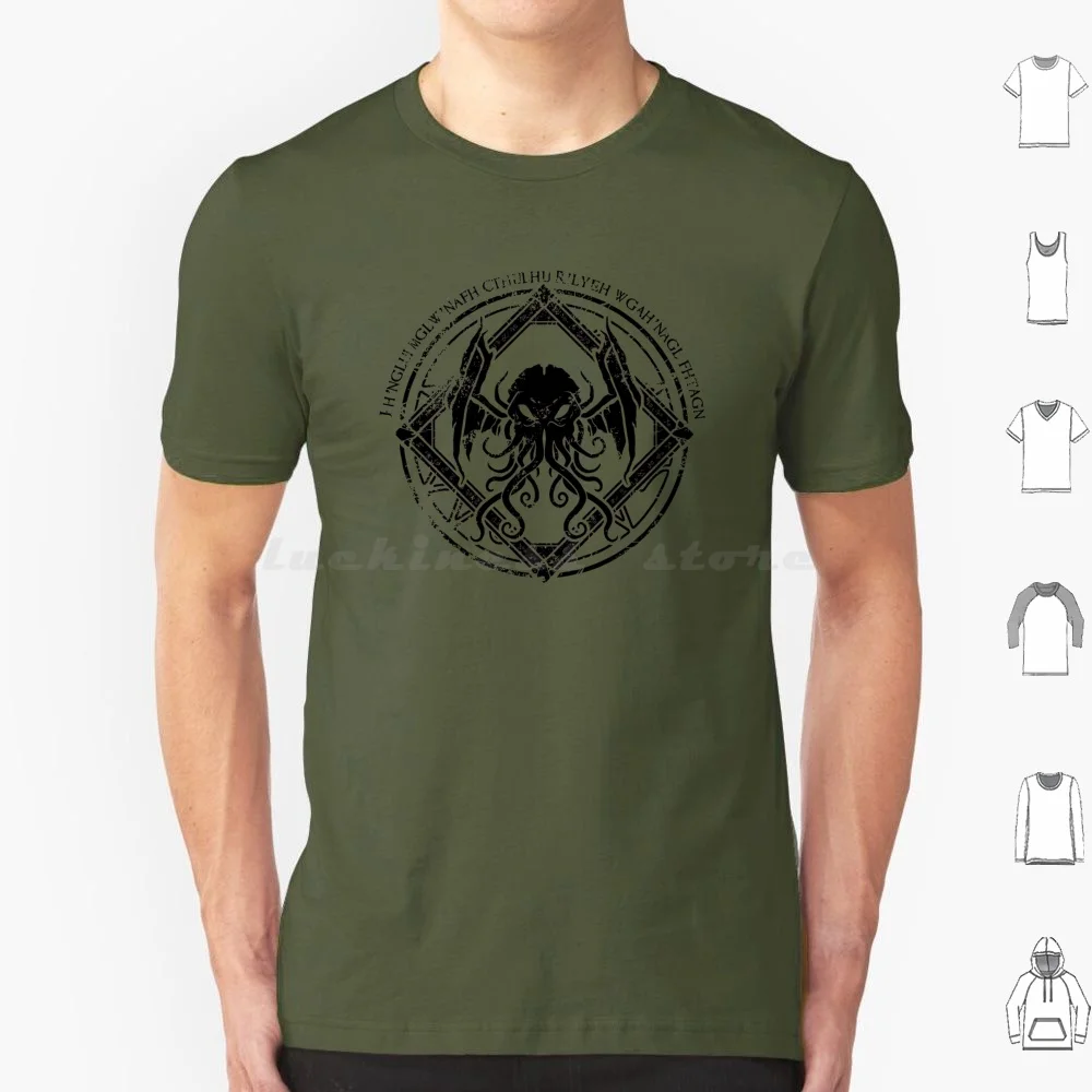 Cthulhu -- Maglietta Distressed Chant Design 6Xl Cotton Cool Tee Cthulhu Eldritch Horror Dark Elder God Tentacles Elder Sign Hp