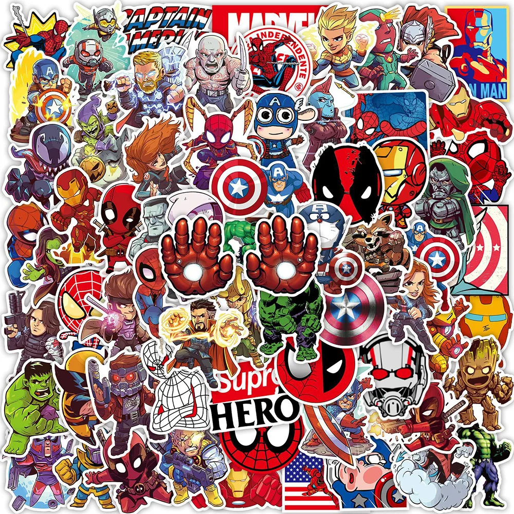 10/30/50/100Pcs Disney Marvel Vintage The Avengers Super Hero Anime Stickers Cartoon Decal Laptop Car Motorcycle Funny Sticker