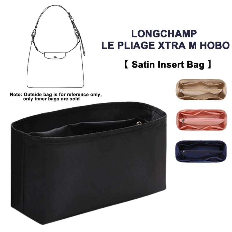 Evertoner Insert Bag Con Cerniera Per Longchamp Le Pliage Xtra M Hobo Bag Satin Inner Liner Bag Storage Zainetto Bag In Bag