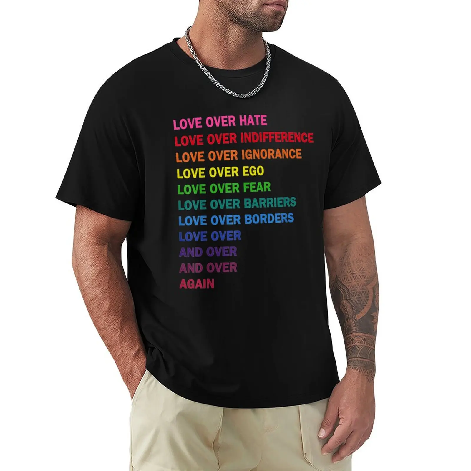 Love Over Hate, Love Over Analysis Lgb T-Shirt T-Shirt Nera T-Shirt Top Summer Top T-Shirt Uomo