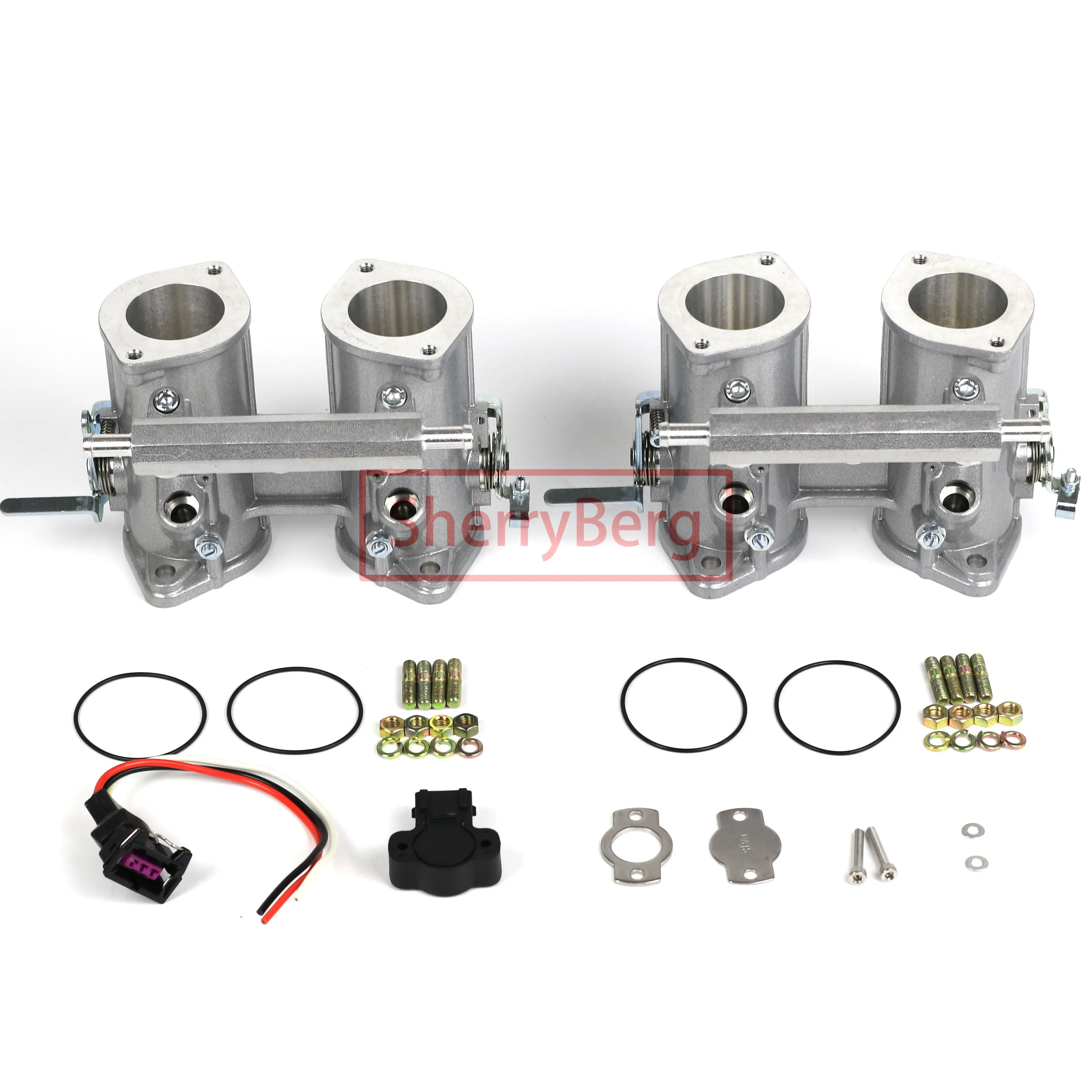 Sherryberg Pair (2 Pcs ) 40 Dcoe 40 Dcoe 40 Millimetri Doppia Valvola A Farfalla Corpo Iniezione + Tps + Rail Carburante Weber/Dellorto/Solex Dcoe/Dhl