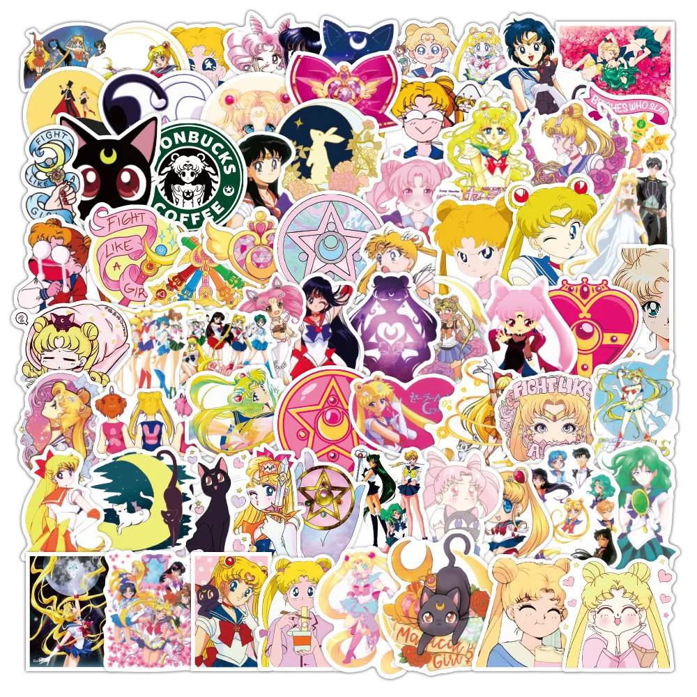 10/30/50Pcs Sailor Moon Cartoon Stickers Kawaii Girls Waterproof Classic Toys Decalcomanie Fai Da Te Cup Bagaglio Frigorifero Adesivo Impermeabile