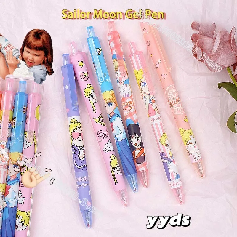 Sailor Moon Gel Pen Tsukino Usagi Press Pencil Black Pen Refill Student Exam Special Writing Painting Toy 0.5Mm Bullet Kids Gift