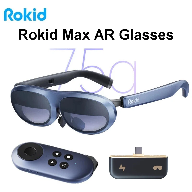 Rokid Max Ar 3D Smart Glasses Micro Oled 215”Max Screen 50° Fov Viewing Vr Glass For Phones/Switch/Ps5/Xbox/Pc Vr All-In-One