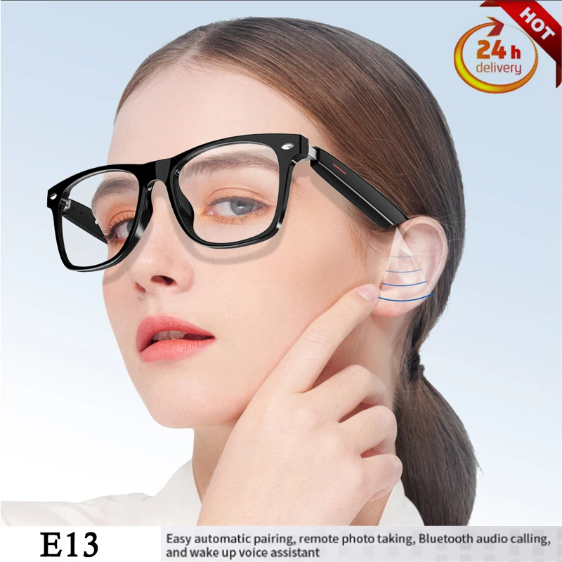 E13 Bluetooth Audio Smart Glasses Cornici Intercambiabili Altoparlanti Audio Surround Auricolari Microfoni Chiamate Controllo Vocale Per Android Ios