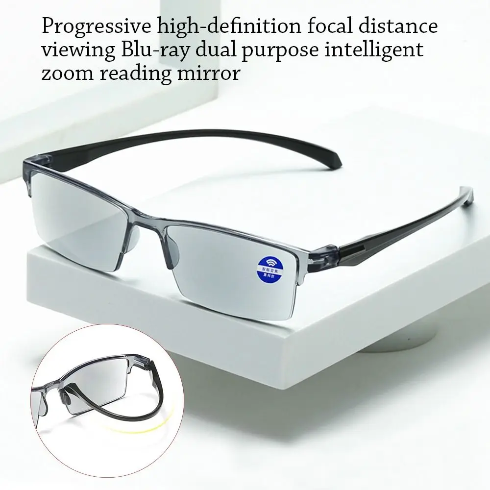 Lenti Grigie Occhiali Da Lettura Anti Raggi Blu Smart Autofocus Power Glasses Half-Rim Near Far Computer Glasses Per + 100-+ 500