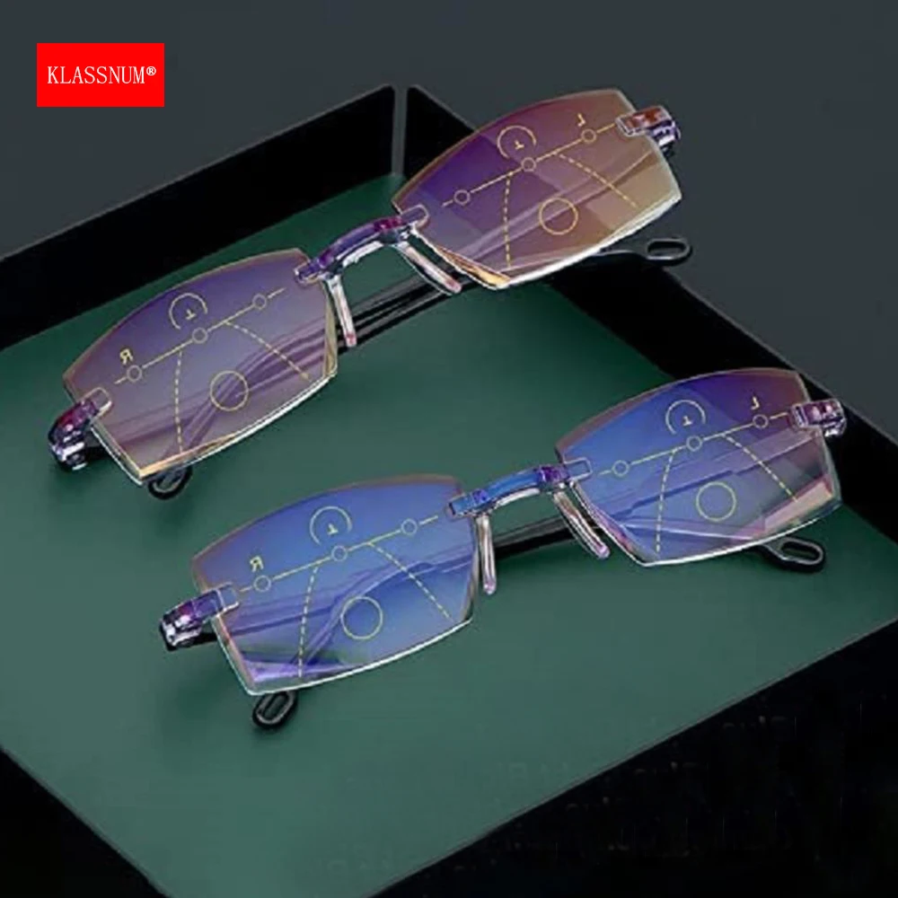 Klassnum Occhiali Intelligenti Da Uomo Con Regolazione Automatica Ingrandimento Occhiali Da Lettura Progressivi Multifocus Occhiali Anti-Luce Blu