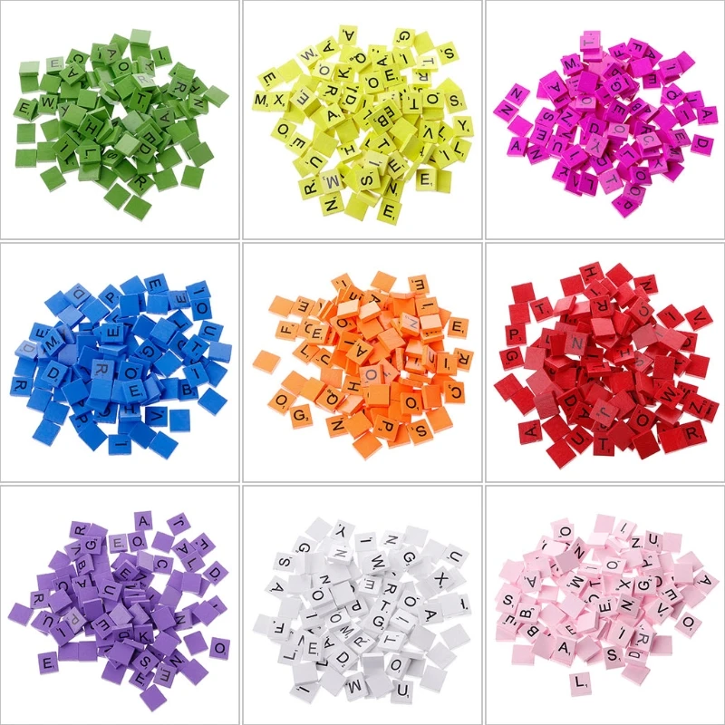 100 Pezzi Di Piastrelle Colorate In Legno Mescolano Lettere Dell'Alfabeto Verniciato