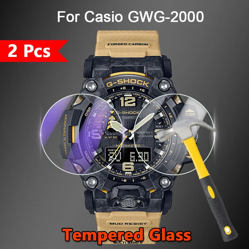 2 Pezzi Per Casio Gwg-2000 Gwg 2000 Smart Watch 2.5D Ultra Slim Clear / Anti Purple Light 9H Pellicola Proteggi Schermo In Vetro Temperato