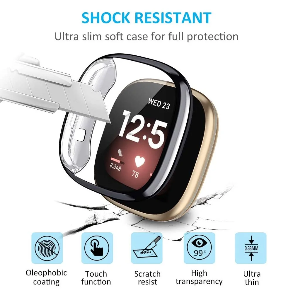 Versa 4 Screen Protector Case Ultra Thin Bumper Full Protective Cover Shockproof Case For Fitbit Versa 4 Smart Watch Case Cover