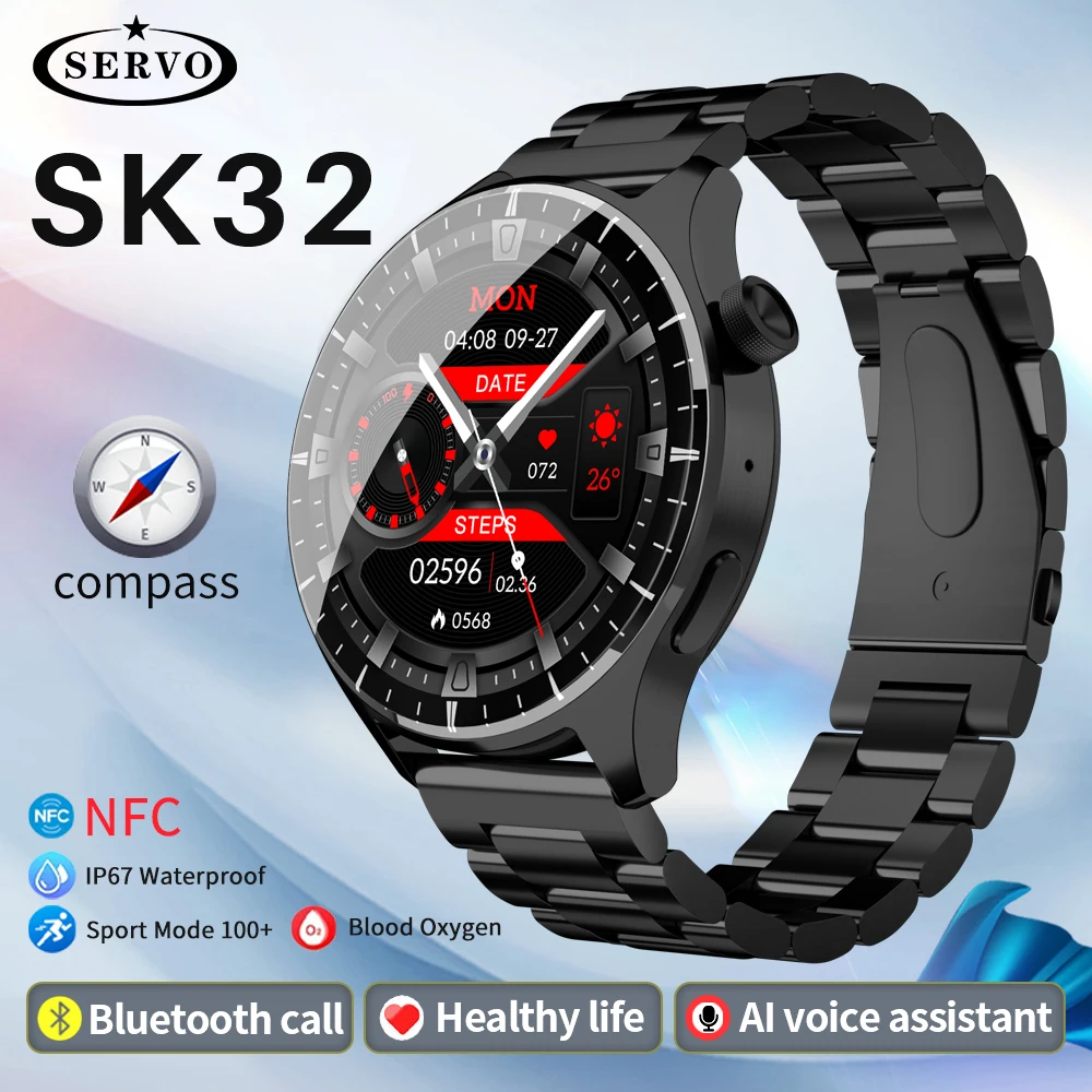 Sk32 Luxury Smart Watch Men Nfc Sport Fitness Waterpoor Call Monitoraggio Della Pressione Sanguigna Della Frequenza Cardiaca Android Gps Ultra Bluetoo