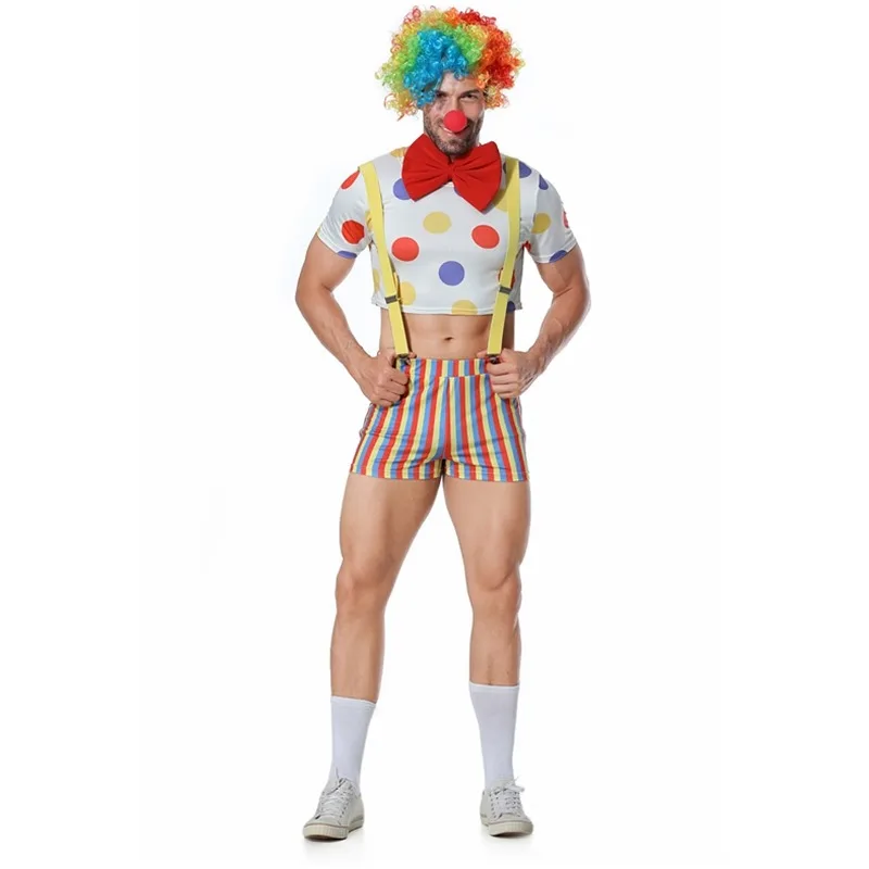Halloween Adult Funny Circus Clown Costume Uomo Naughty Joker Costumes Magic Performance Fancy Dress