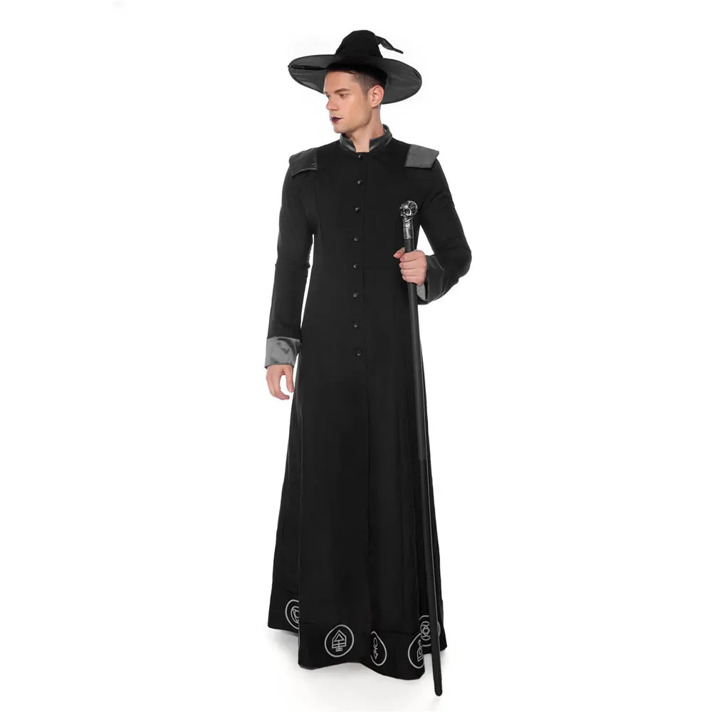 Halloween Purim Men Magic Wizard Mago Warlock Costumi Dark Witch Robe Sacerdote Religioso Costume Cosplay Fancy Dress